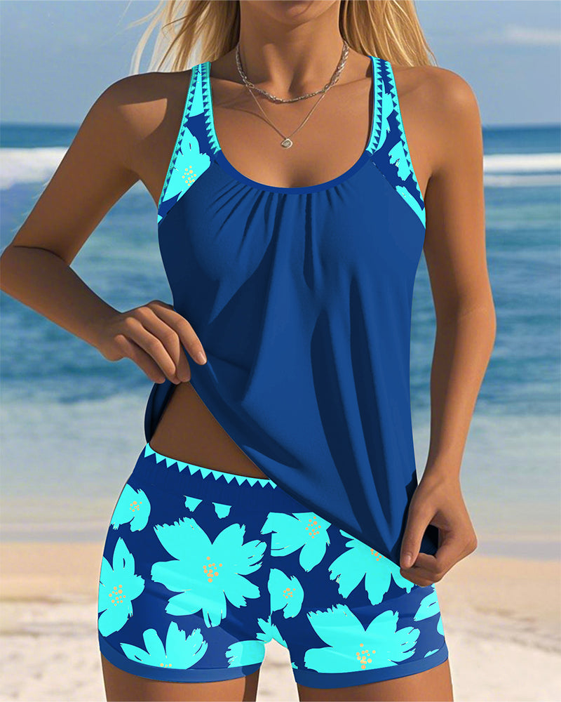 Julia | U-Neck Sleeveless Printed Tankini